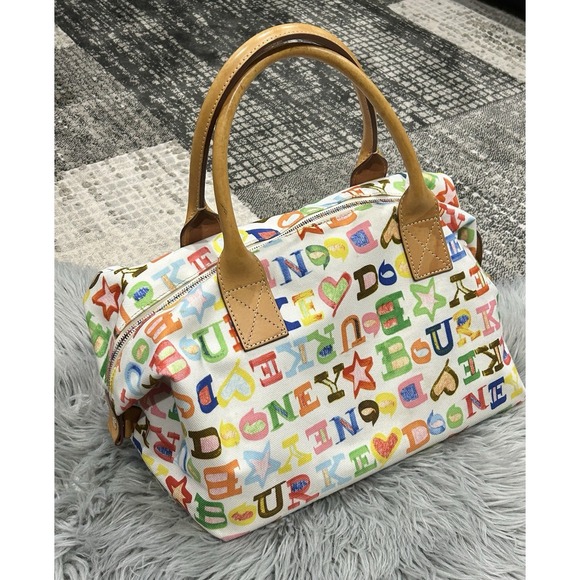 Authentic Dooney & Bourne Signature Logo Multicolor Canvas Duffle Style Bag - Picture 4 of 16